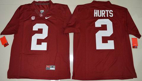 NCAA Alabama Crimson Tide #2 Jalen Hurts College Football Jersey red